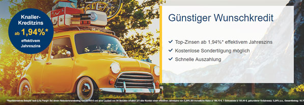 1822direkt Wunschkredit ab 1,94%